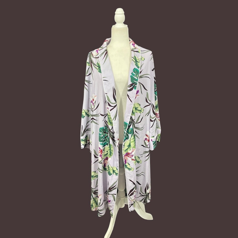 Tropical Floral Kimono Robe Womens XL Purple NWT Luxury Garden Jennifer Lopez